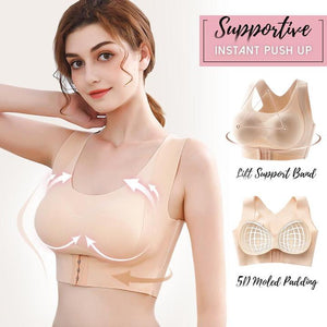 Ice Silk Seamless Front Closure Wireless Back-support Bra For Women