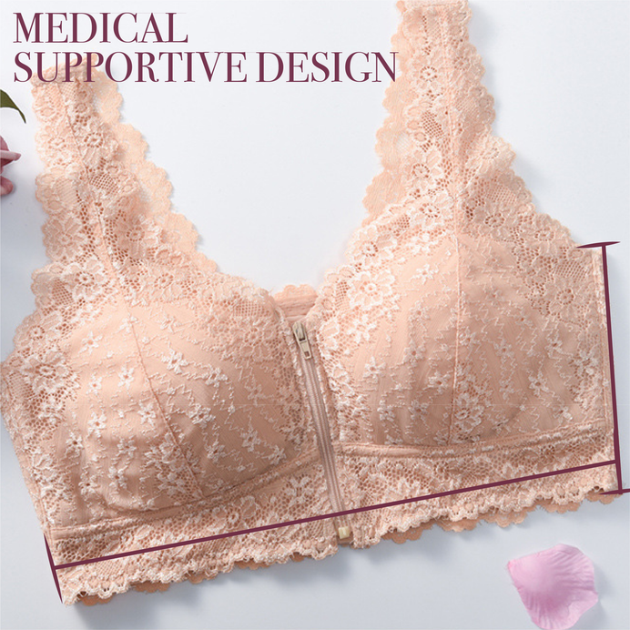 Stylish Front Zipper Support Breast Full Function Bra